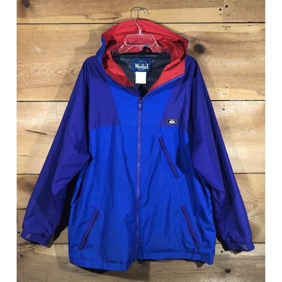 Vintage Woolrich Nylon Rain Jacket Coat Mens Size Large Hooded Full Zip RETRO - Picture 1 of 11